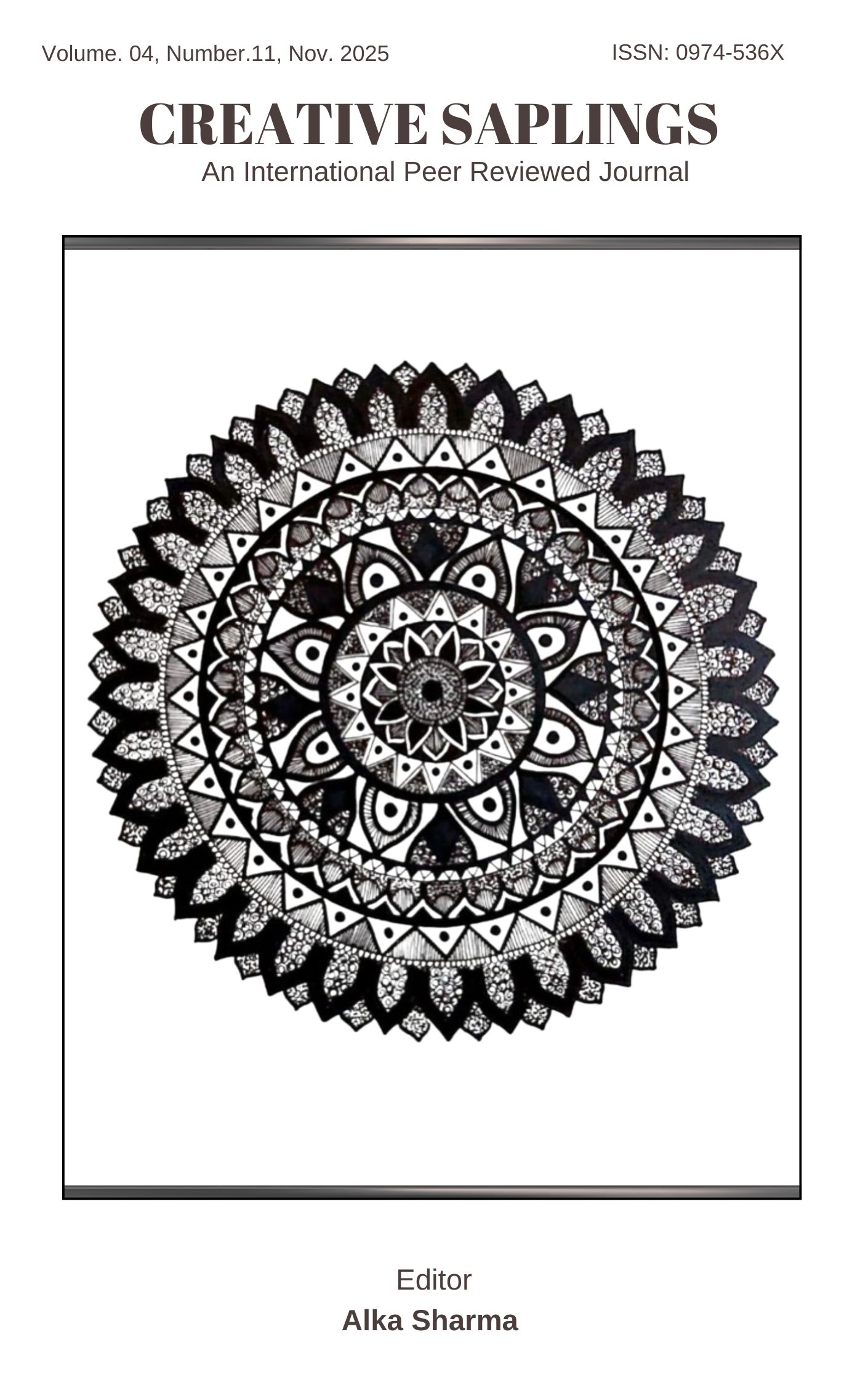 					View Vol. 4 No. 11 (2025): November, Creative Saplings
				